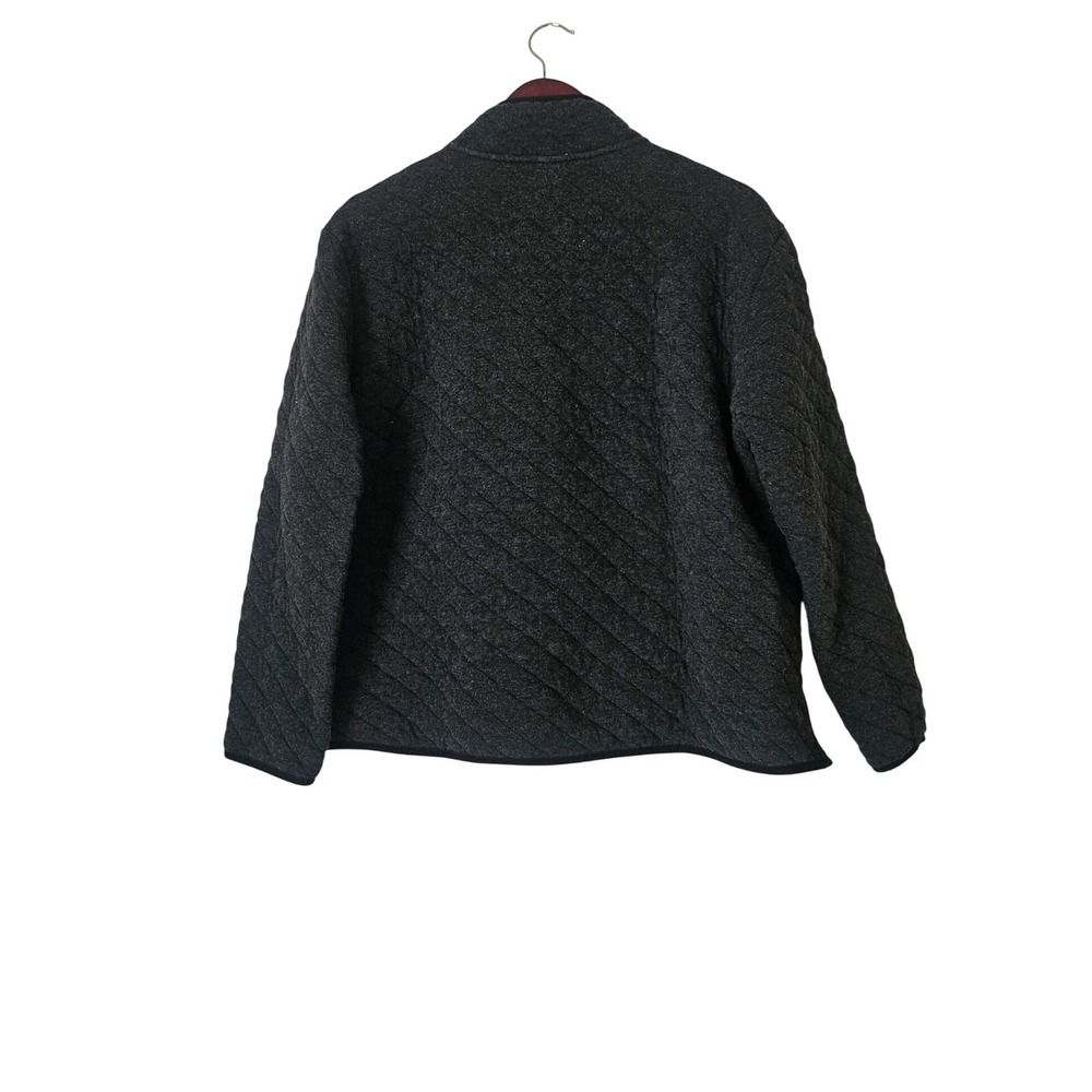 Eddie Bauer Charcoal Gray Quilted Snap Pullover Sweatshirt Sz XL Cozy Gorpcore - Picture 2 of 9